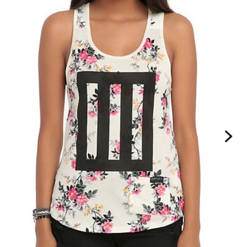 ISO: PARAMORE Floral Bars tank top, size: XS